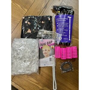 Kids Wig Accessories Lot: Cane, Glasses, Pearls, Rollers,‎ Hair Net